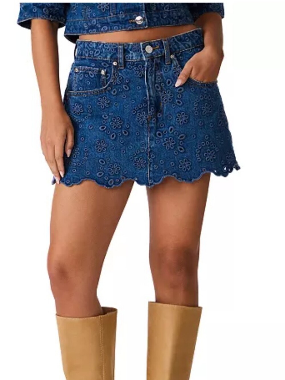 Steve Madden Denim Skirt With Shorts Under
